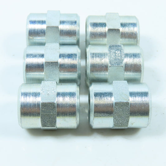 Eaton 2096-6S Hydraulic Adapter Fitting 3/8"-18 NPT Female x Female Lot of 6