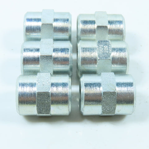 Eaton 2096-6S Hydraulic Adapter Fitting 3/8"-18 NPT Female x Female Lot of 6