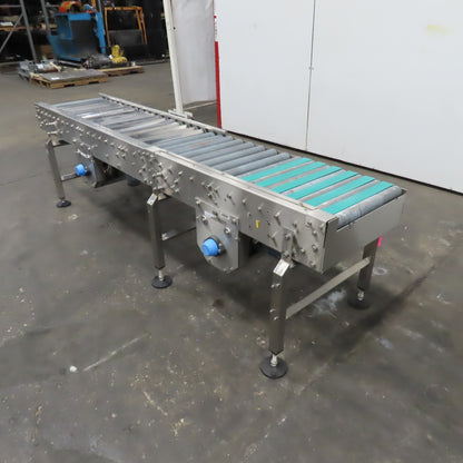 17" x 96" Power Roller Stainless Steel Settling Conveyor 26.5FPM 208-230/480V