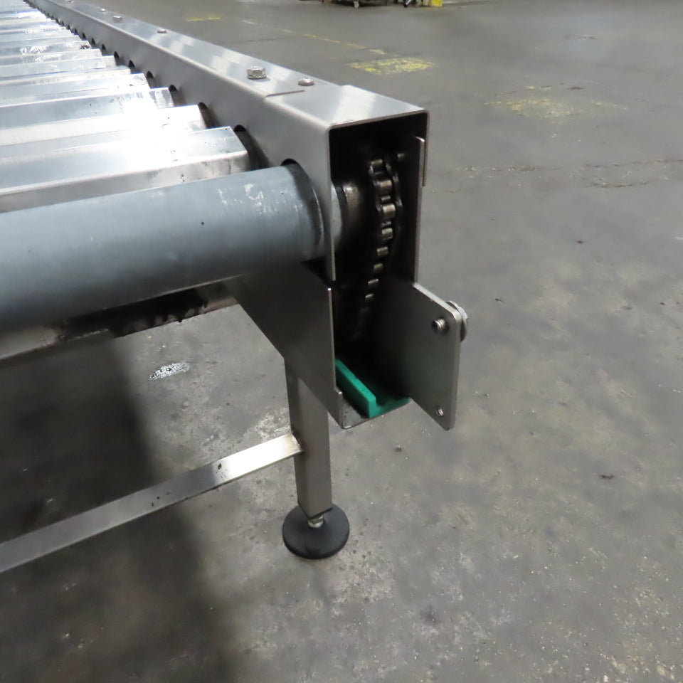 17" x 96" Power Roller Stainless Steel Settling Conveyor 26.5FPM 208-230/480V