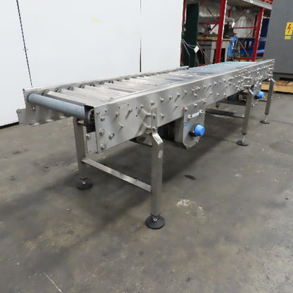 17" x 96" Power Roller Stainless Steel Settling Conveyor 26.5FPM 208-230/480V