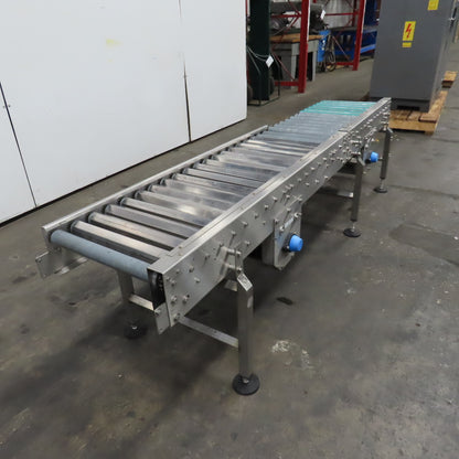 17" x 96" Power Roller Stainless Steel Settling Conveyor 26.5FPM 208-230/480V