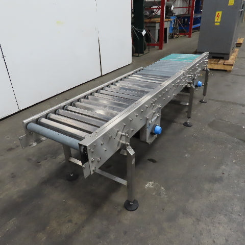 17" x 96" Power Roller Stainless Steel Settling Conveyor 26.5FPM 208-230/480V