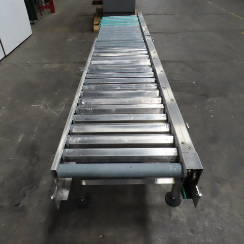17" x 96" Power Roller Stainless Steel Settling Conveyor 26.5FPM 208-230/480V
