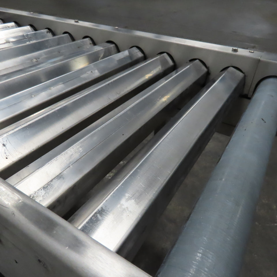 17" x 96" Power Roller Stainless Steel Settling Conveyor 26.5FPM 208-230/480V