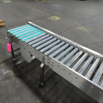 17" x 96" Power Roller Stainless Steel Settling Conveyor 26.5FPM 208-230/480V