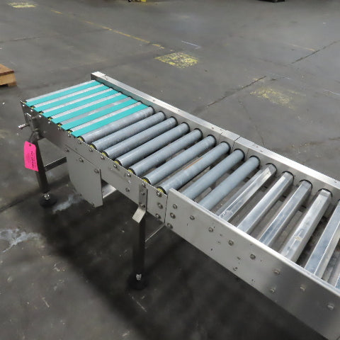 17" x 96" Power Roller Stainless Steel Settling Conveyor 26.5FPM 208-230/480V