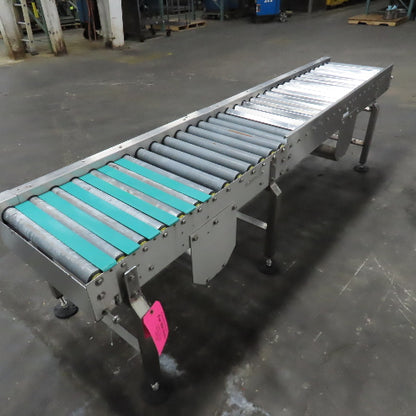 17" x 96" Power Roller Stainless Steel Settling Conveyor 26.5FPM 208-230/480V