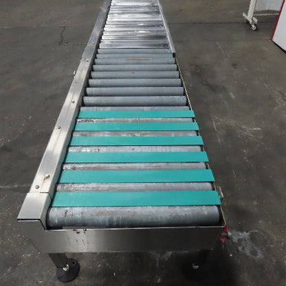 17" x 96" Power Roller Stainless Steel Settling Conveyor 26.5FPM 208-230/480V