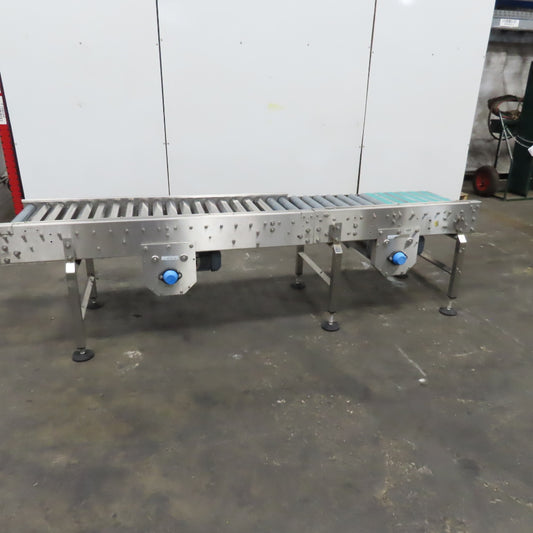 17" x 96" Power Roller Stainless Steel Settling Conveyor 26.5FPM 208-230/480V