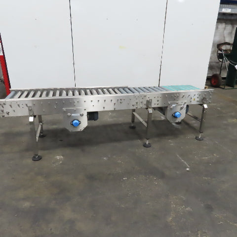 17" x 96" Power Roller Stainless Steel Settling Conveyor 26.5FPM 208-230/480V