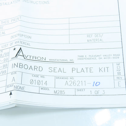 Avtron Model M285 AV850 Tach To Motor Inboard Seal Plate Kit 3" Motor Shaft