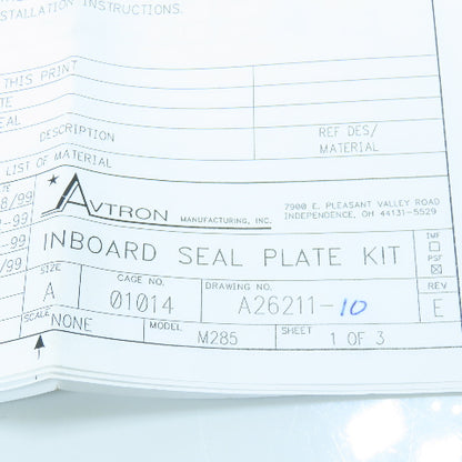 Avtron Model M285 AV850 Tach To Motor Inboard Seal Plate Kit 3" Motor Shaft