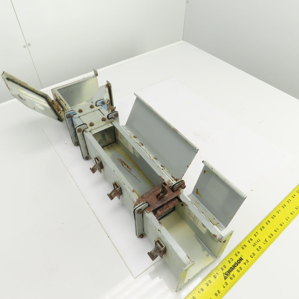 Hoffman 4x 4 x 28-1/2" L Wire Way Auxiliary Gutter Trough Hinged Top W/90° Elbow