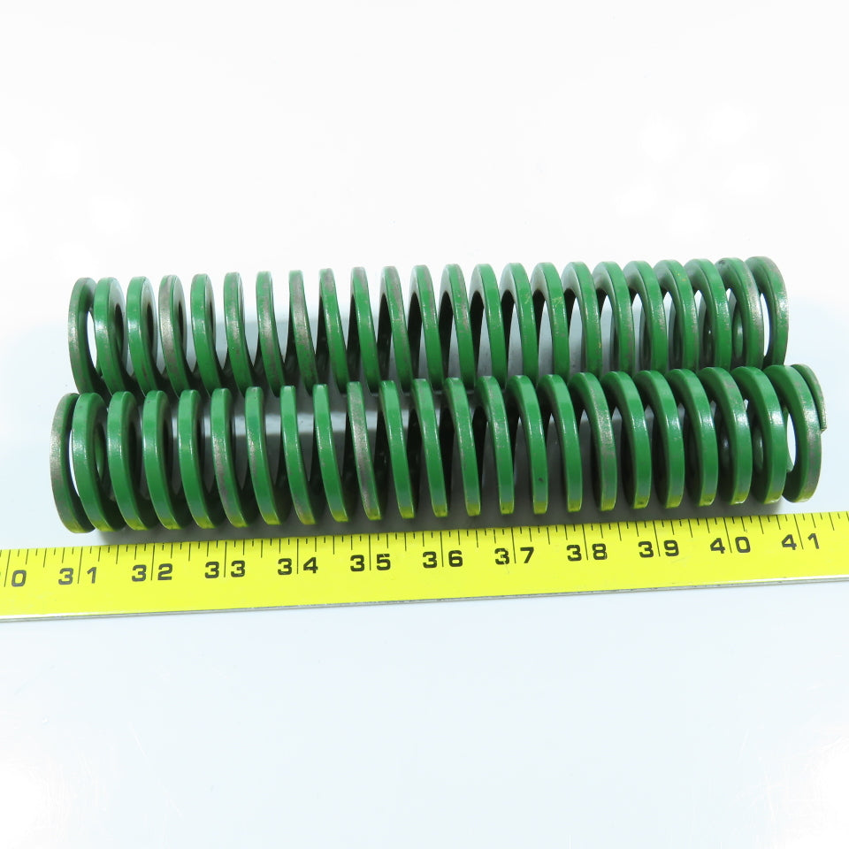 2" OD 1" Rod Dia. Green Flat Wire Die Spring 10" OAL Lot of 2