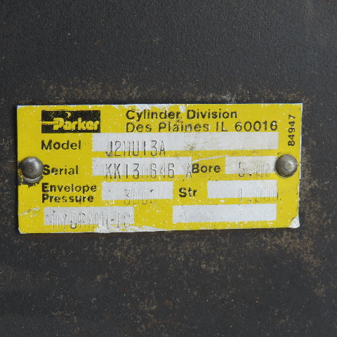 Parker J2HUI3A Double Acting Hydraulic Cylinder 1" Stroke 5" Bore 2" Rod 3000PSI