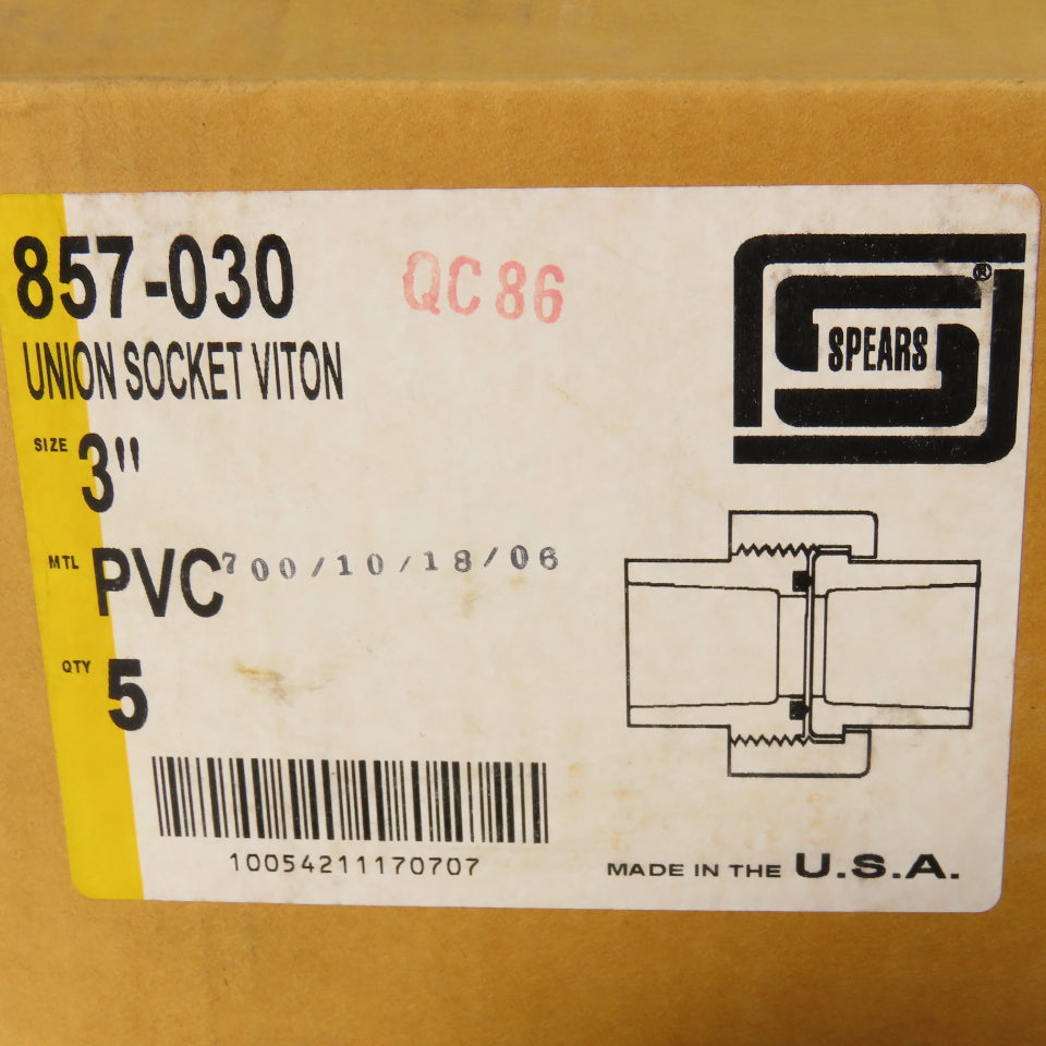 Spears 857-030 3" Connector Union SCH80 Gray PVCI Pipe Fitting Lot of 5