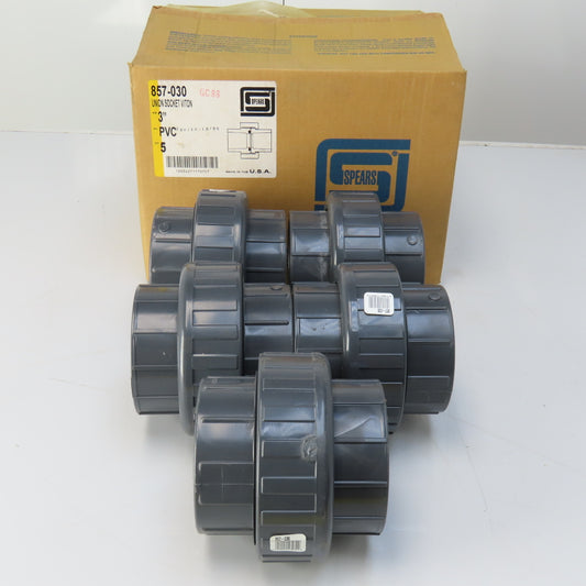 Spears 857-030 3" Connector Union SCH80 Gray PVCI Pipe Fitting Lot of 5