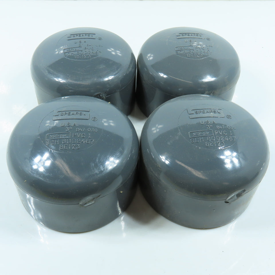 Spears 875-030 3" Socket Cap SCH80 Gray PVCI Pipe Fitting Lot of 4