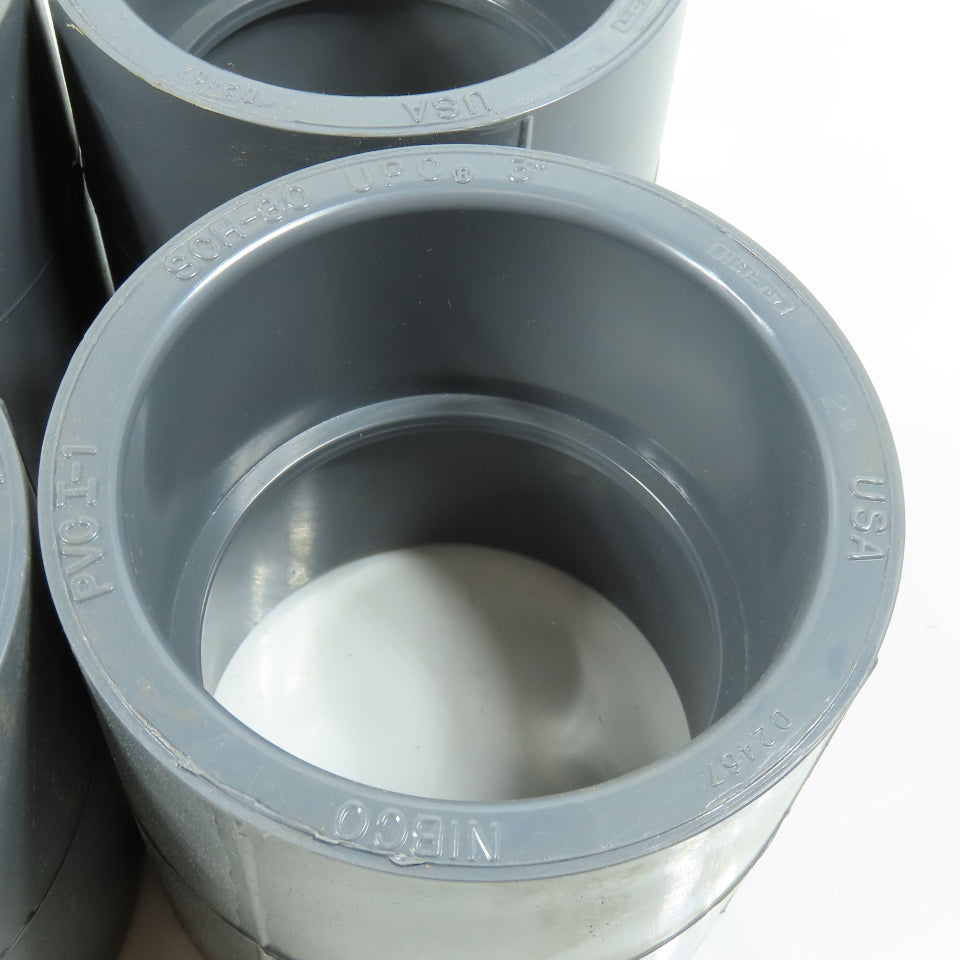 Nibco 3" Socket Slip Coupling SCH80 Gray PVCI Pipe Fitting Lot of 6