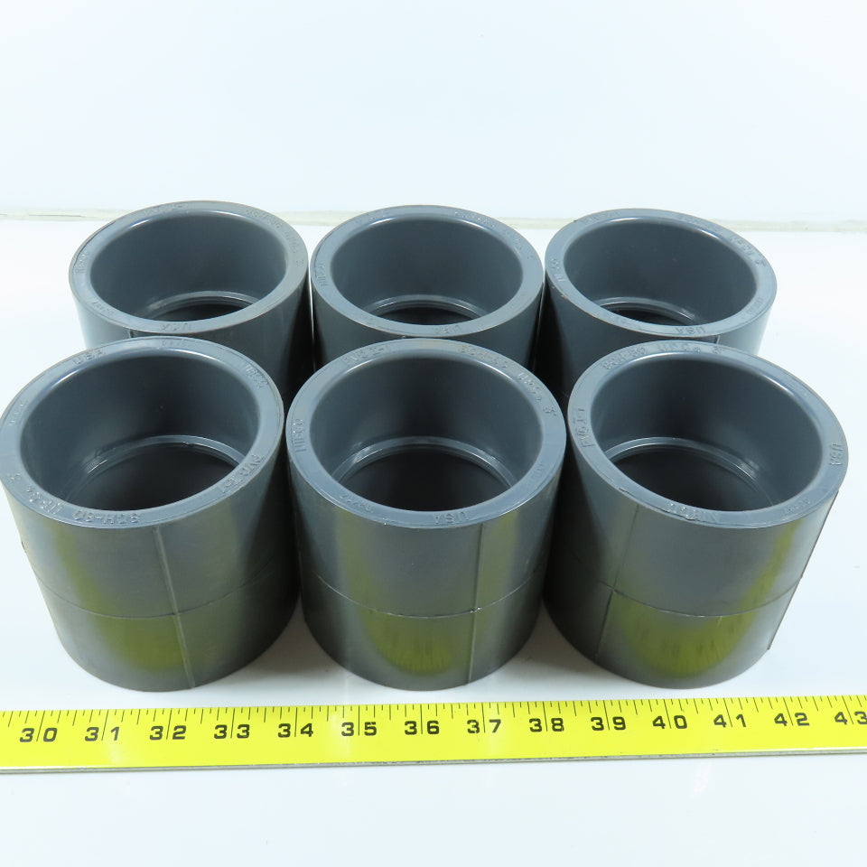 Nibco 3" Socket Slip Coupling SCH80 Gray PVCI Pipe Fitting Lot of 6