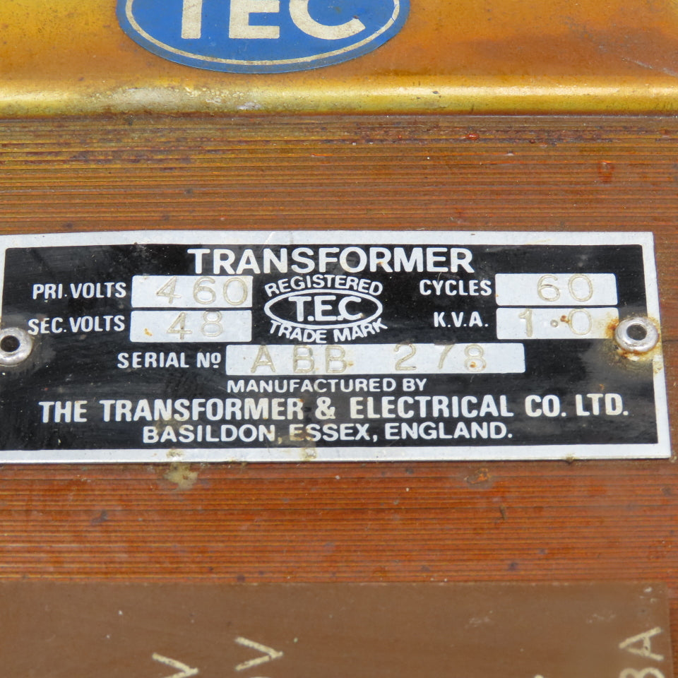 Transformer & Electrical Co. 460V Pri 1.0kVa 48V Sec Transformer 60Hz