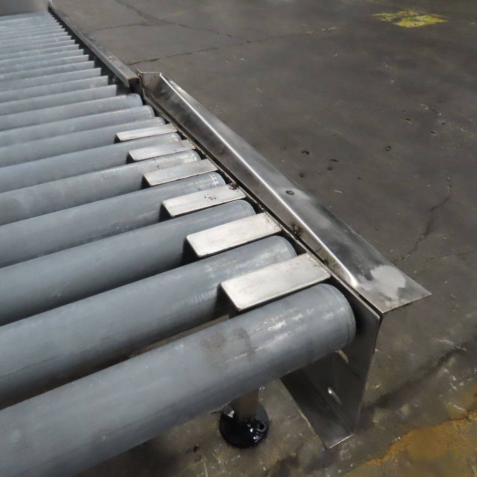 22" BF Stainless Steel End Stop Gravity Roller Conveyor 79" OAL