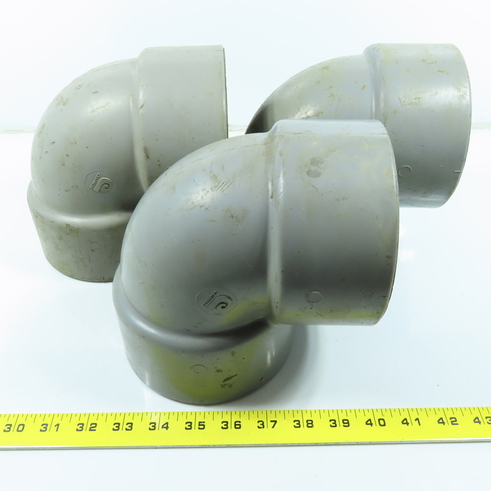 Celanese 4" 90° Elbow SCH80 Gray CPVC Slip Pipe Fitting Lot of 3