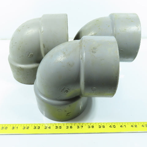 Celanese 4" 90° Elbow SCH80 Gray CPVC Slip Pipe Fitting Lot of 3