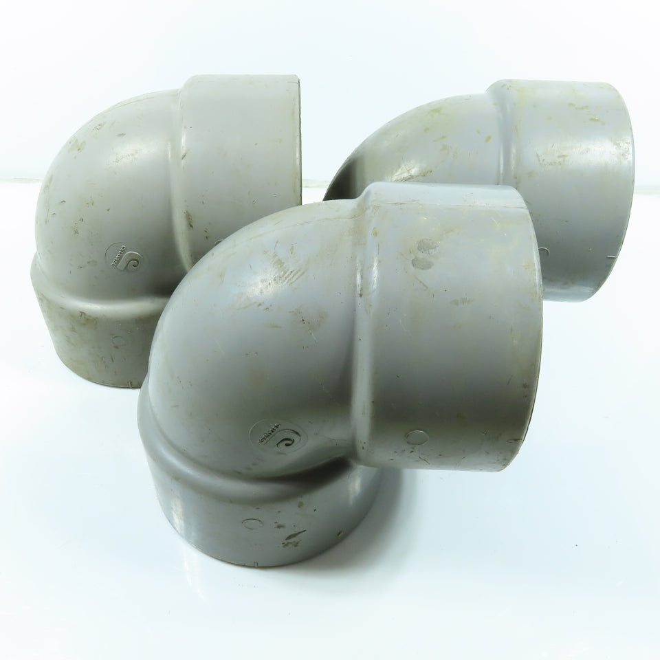 Celanese 4" 90° Elbow SCH80 Gray CPVC Slip Pipe Fitting Lot of 3