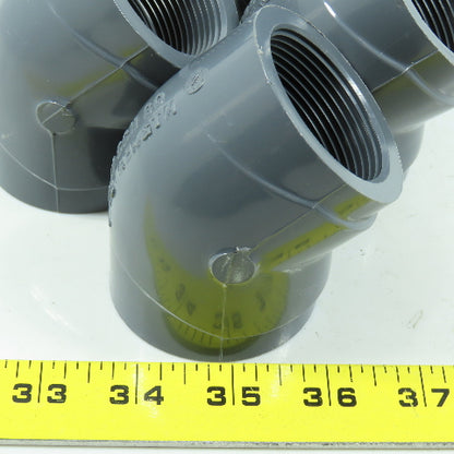 1-1/2" 45° Elbow SCH80 Gray PVCI Slip Pipe Fitting Lot of 5