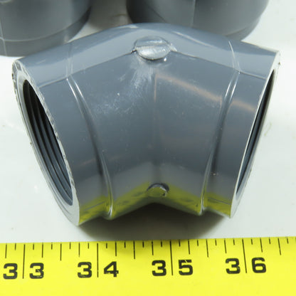 1-1/2" 45° Elbow SCH80 Gray PVCI Slip Pipe Fitting Lot of 5