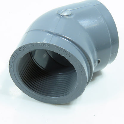 1-1/2" 45° Elbow SCH80 Gray PVCI Slip Pipe Fitting Lot of 5