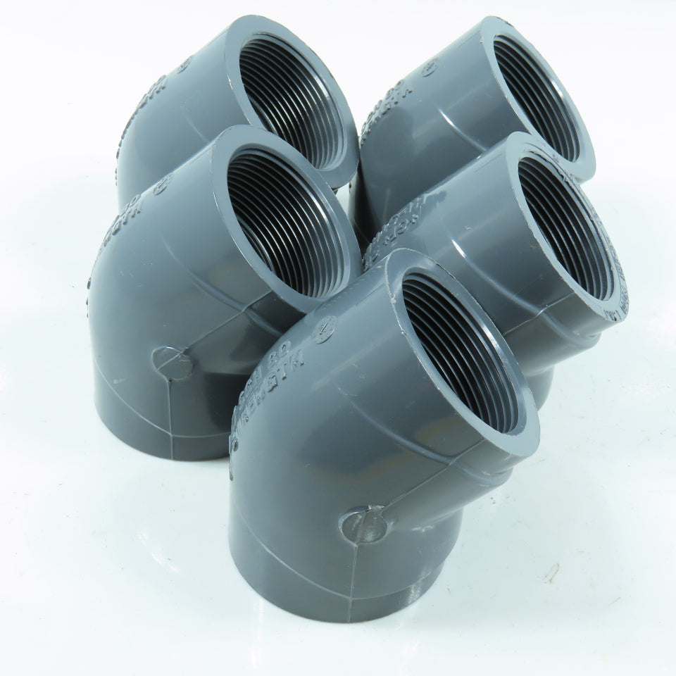 1-1/2" 45° Elbow SCH80 Gray PVCI Slip Pipe Fitting Lot of 5