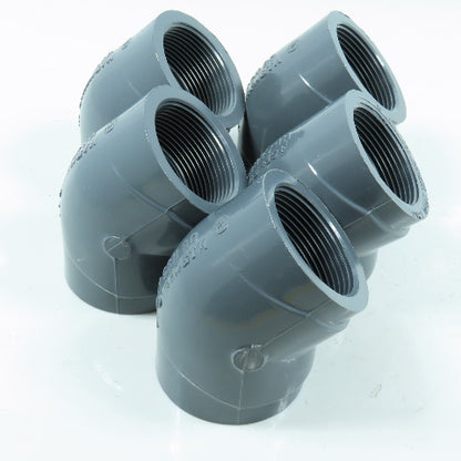 1-1/2" 45° Elbow SCH80 Gray PVCI Slip Pipe Fitting Lot of 5