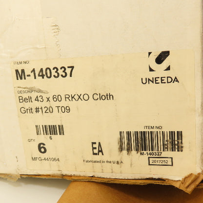 Uneeda M-140337 43" x 60" Sanding Belts RKXO Cloth #120 Grit T09 Lot Of 6