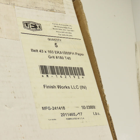 Uneeda M-142192 43" x 103" Sanding Belts EKA 1000FH Paper #180 Grit T40 Lot Of 4