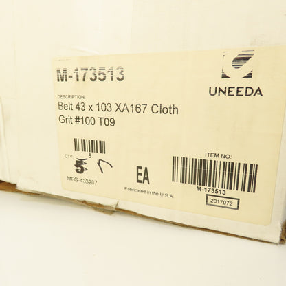 Uneeda M-173513 43" x 103" Sanding Belts XA167 Cloth #100 Grit T09 Lot Of 3