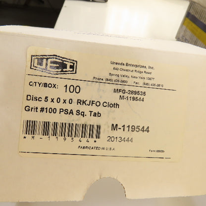 Uneeda M-119544 5" OD Sanding Discs RKJFO Cloth #100 Grit PSA SQ.Tab Lot/700