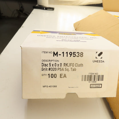 Uneeda M-119538 5" OD Sanding Discs RKJFO Cloth #320 Grit PSA SQ.Tab Lot/1000