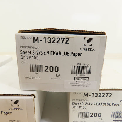 Uneeda M-132272 3-2/3" x 9" Sanding Sheets EKABLUE Paper #150 Grit Lot Of 1000