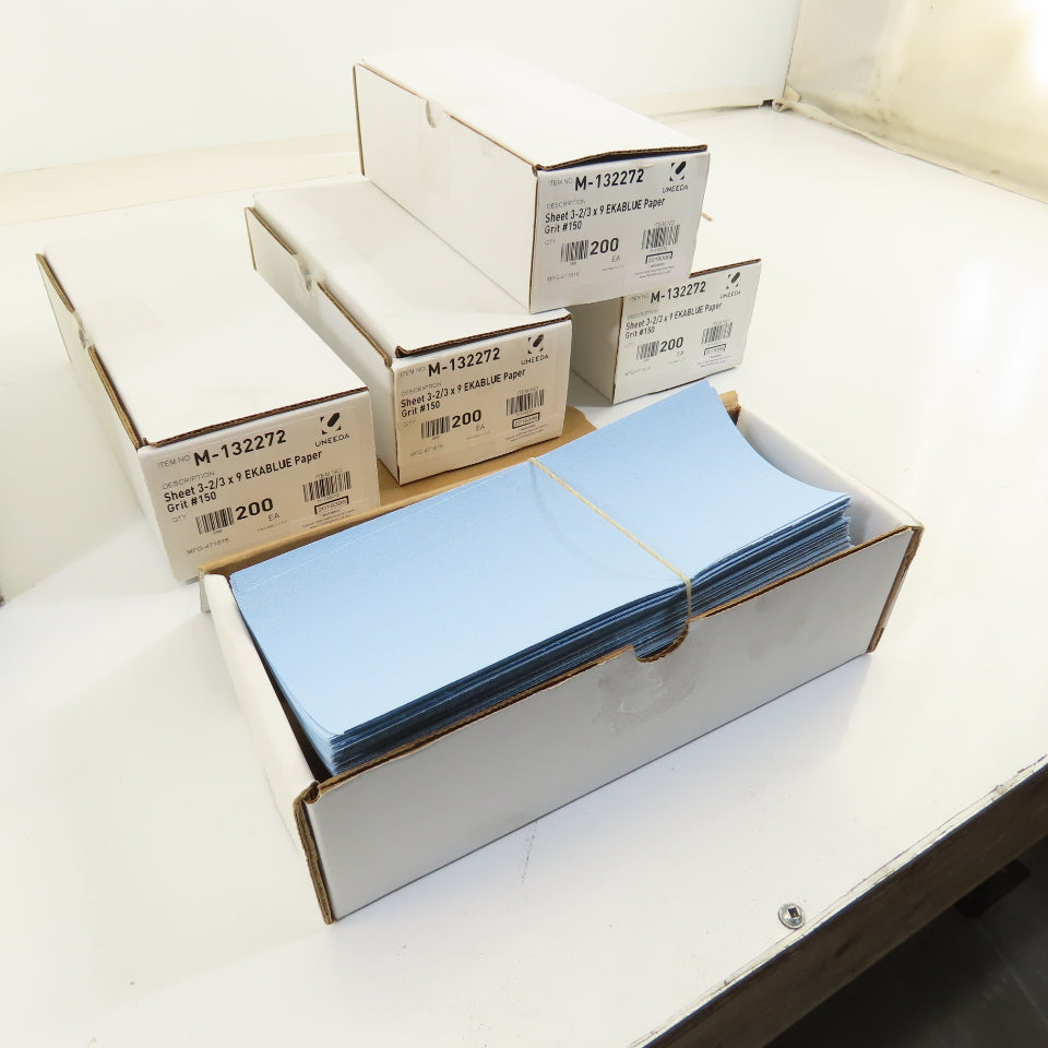 Uneeda M-132272 3-2/3" x 9" Sanding Sheets EKABLUE Paper #150 Grit Lot Of 1000