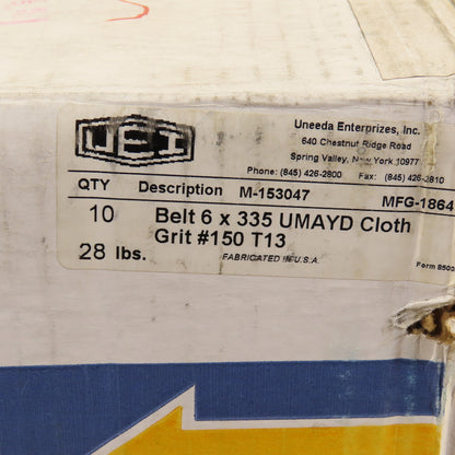 Uneeda M-153047 6 x 335" Sanding Belts UMAYD Cloth #150 Grit T13 Lot Of 10