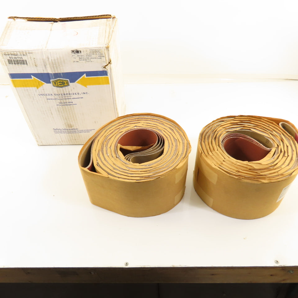 Uneeda M-153047 6 x 335" Sanding Belts UMAYD Cloth #150 Grit T13 Lot Of 10