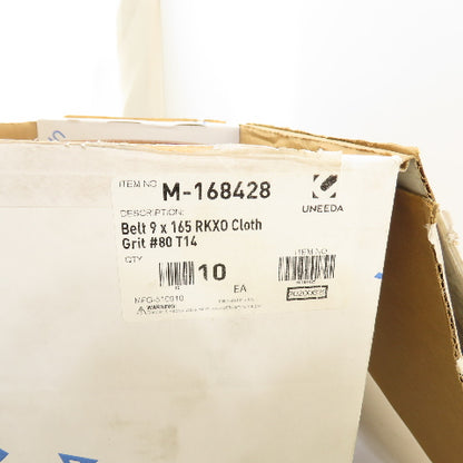 Uneeda M-168428 9" x 165" Sanding Belts RKXO Cloth #80 Grit T14 Lot Of 10