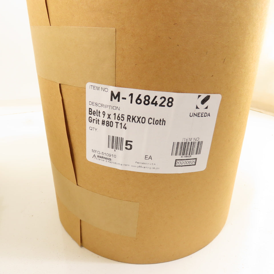 Uneeda M-168428 9" x 165" Sanding Belts RKXO Cloth #80 Grit T14 Lot Of 10