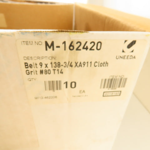 Uneeda M-162420 9" x 138-3/4" Sanding Belts XA911 Cloth #80 Grit T14 Lot Of 10