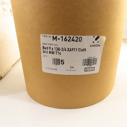 Uneeda M-162420 9" x 138-3/4" Sanding Belts XA911 Cloth #80 Grit T14 Lot Of 10
