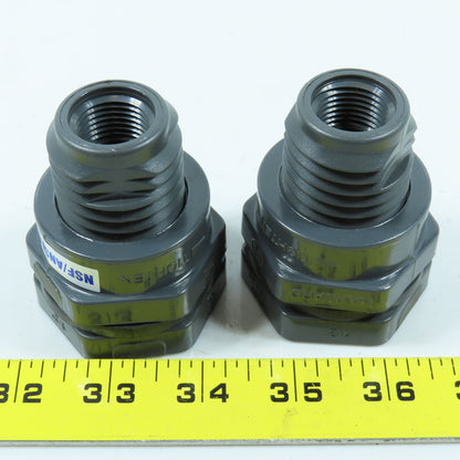 Hayward 1/2" Bulkhead Tank Fitting CPVC/EPDM FPT x FPT Lot of 2