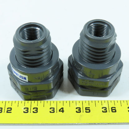 Hayward 1/2" Bulkhead Tank Fitting CPVC/EPDM FPT x FPT Lot of 2